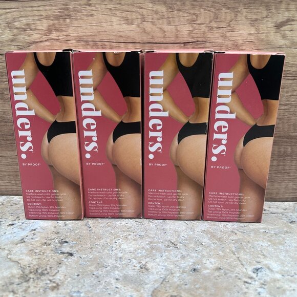 Lot O 4 Unders By Proof Period Thongs Womens Size M/L Black Light Absorbency - Picture 2 of 11